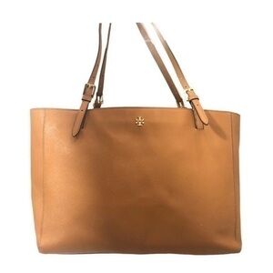 Tory Burch brown saffiano leather tote bag